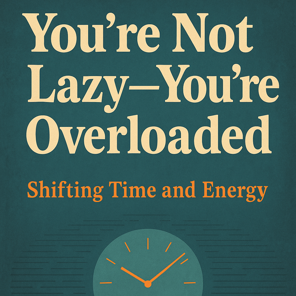 Blog title with a clock at the bottom that references shifting time and energy.