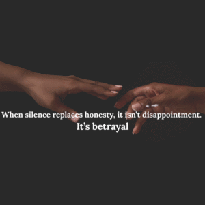 Two Black women’s hands reaching toward each other but not quite touching, symbolizing silence, distance, and broken sisterhood