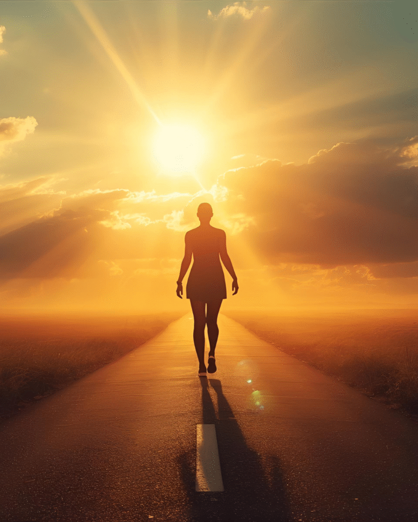 A Black woman looking forward confidently