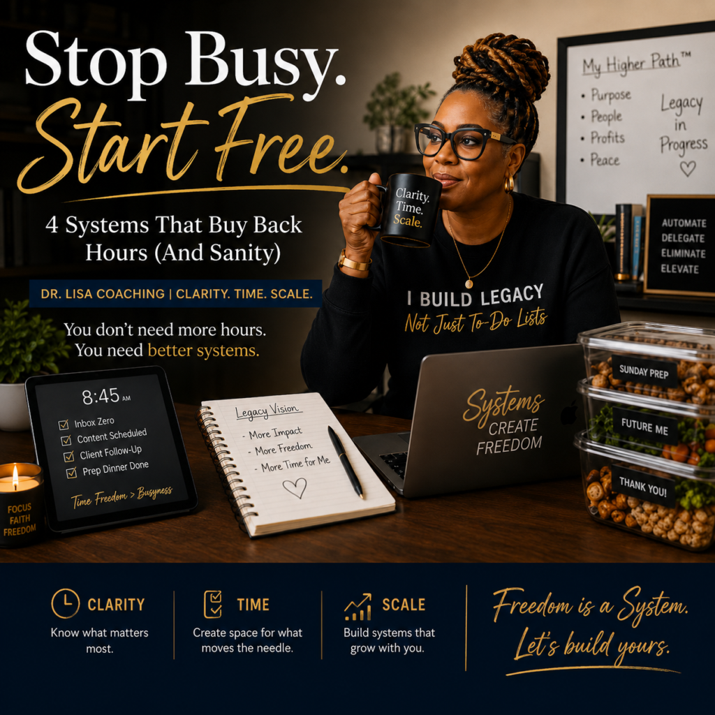 Black woman working calmly at a laptop with a digital checklist overlay, representing streamlined systems.