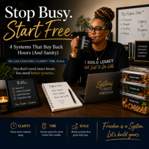 Black woman working calmly at a laptop with a digital checklist overlay, representing streamlined systems.